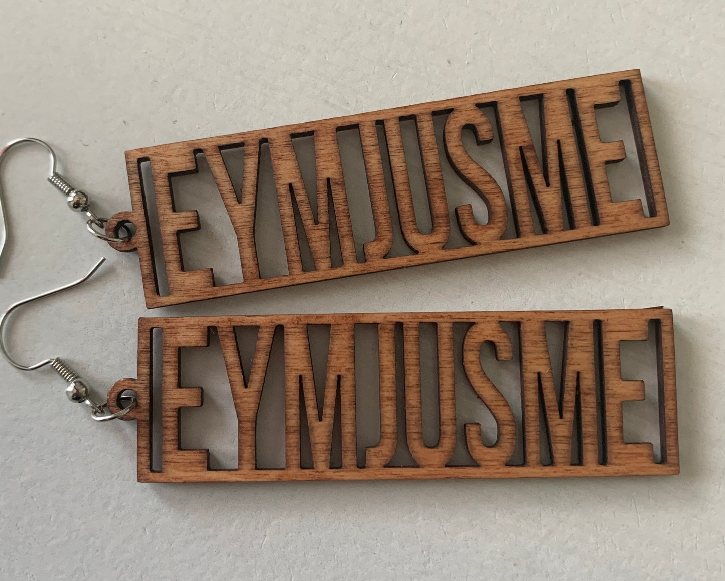 EJM | Classic Logo Earrings | Wood Stained